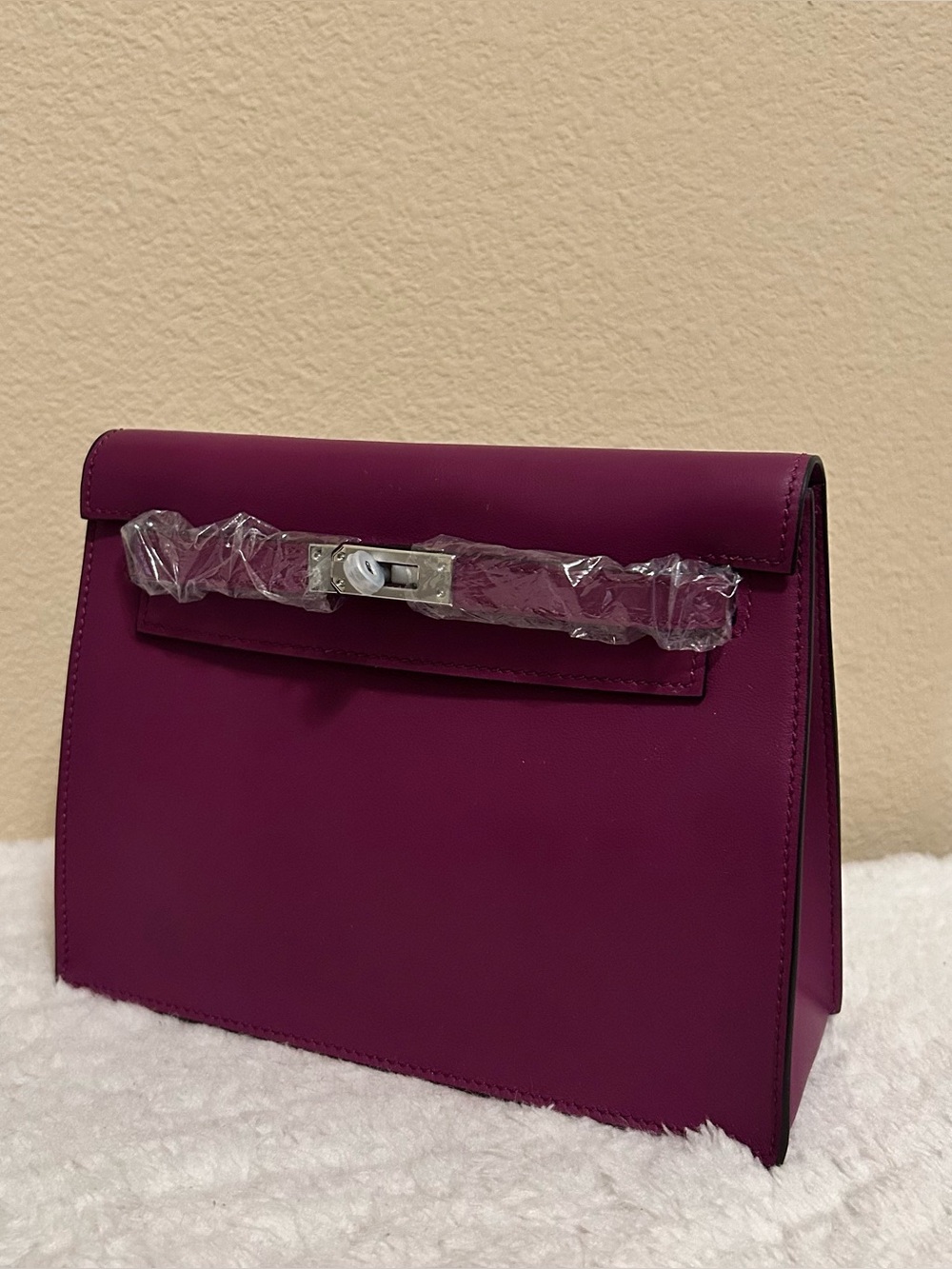 22cm Purple Belted Leather Bag